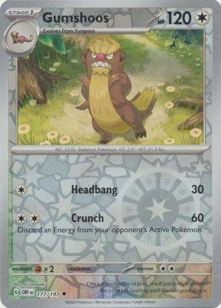 Pokemon Trading Card Game - Gumshoos - 177/197 - Uncommon Reverse Holo Scarlet & Violet: Obsidian Fl