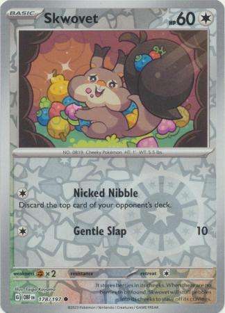 Pokemon Trading Card Game - Skwovet - 178/197 - Common Reverse Holo Scarlet & Violet: Obsidian Flame