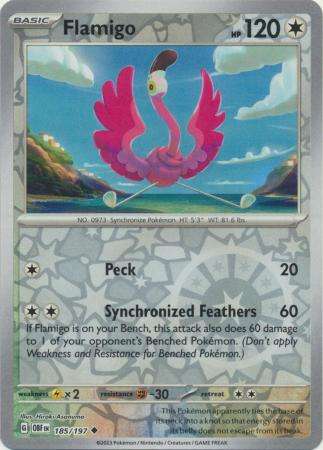 Pokemon Trading Card Game - Flamigo - 185/197 - Uncommon Reverse Holo Scarlet & Violet: Obsidian Fla