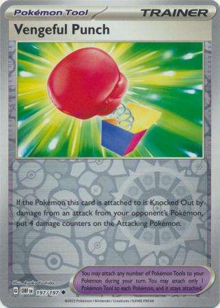 Pokemon Trading Card Game - Vengeful Punch - 197/197 - Uncommon Reverse Holo Scarlet & Violet: Obsid