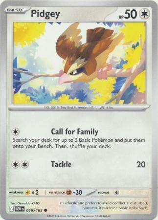 Pokemon Trading Card Game - Pidgey - 016/165 - Common Scarlet & Violet 151