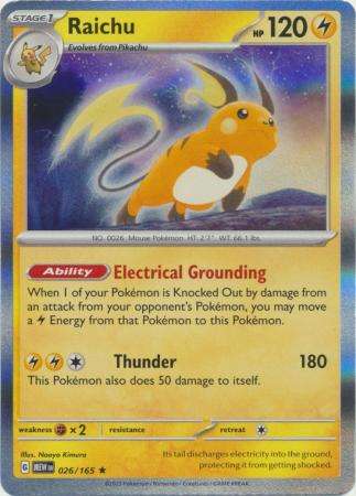Pokemon Trading Card Game - Raichu - 026/165 - Holo Rare Scarlet & Violet 151