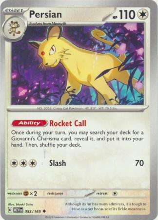 Pokemon Trading Card Game - Persian - 053/165 - Uncommon Scarlet & Violet 151
