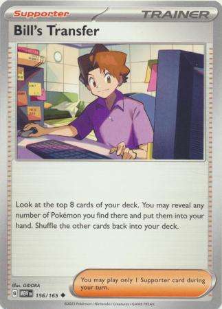 Pokemon Trading Card Game - Bill's Transfer - 156/165 - Uncommon Scarlet & Violet 151