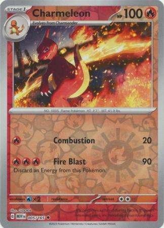 Pokemon Trading Card Game - Charmeleon - 005/165 - Uncommon Reverse Holo Scarlet & Violet 151