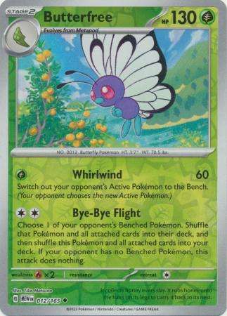 Pokemon Trading Card Game - Butterfree - 012/165 - Uncommon Reverse Holo Scarlet & Violet 151