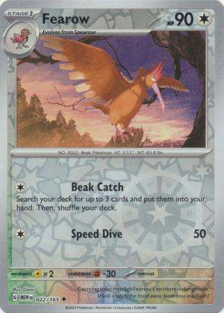 Pokemon Trading Card Game - Fearow - 022/165 - Uncommon Reverse Holo Scarlet & Violet 151