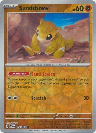 Pokemon Trading Card Game - Sandshrew - 027/165 - Common Reverse Holo Scarlet & Violet 151