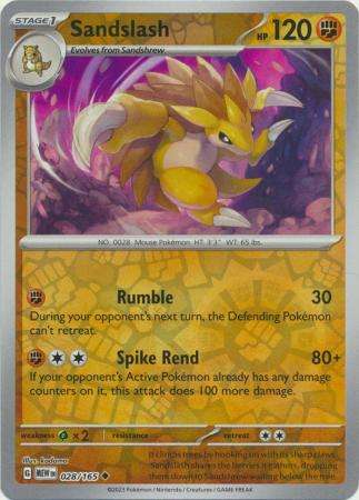Pokemon Trading Card Game - Sandslash - 028/165 - Uncommon Reverse Holo Scarlet & Violet 151