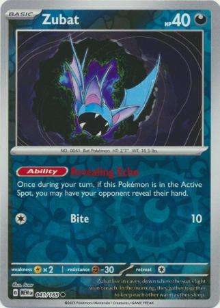 Pokemon Trading Card Game -  Zubat - 041/165 - Common Reverse Holo Scarlet & Violet 151