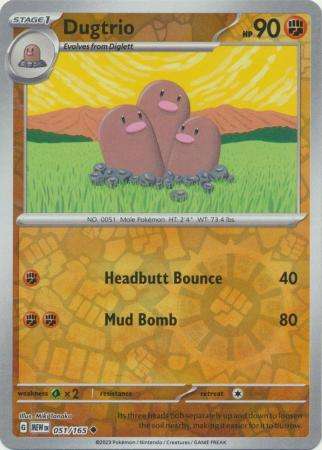 Pokemon Trading Card Game - Dugtrio - 051/165 - Uncommon Reverse Holo Scarlet & Violet 151