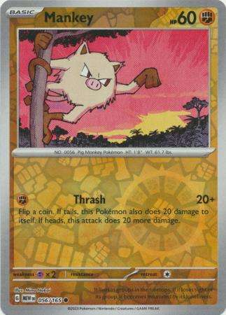 Pokemon Trading Card Game - Mankey - 056/165 - Common Reverse Holo Scarlet & Violet 151 Reverse Holo