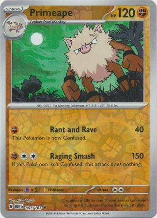 Pokemon Trading Card Game - Primeape - 057/165 - Uncommon Reverse Holo Scarlet & Violet 151