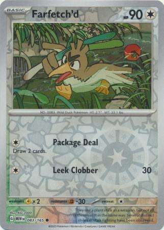 Pokemon Trading Card Game - Farfetch'd - 083/165 - Common Reverse Holo Scarlet & Violet 151