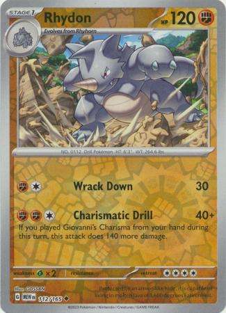 Pokemon Trading Card Game - Rhydon - 112/165 - Uncommon Reverse Holo Scarlet & Violet 151