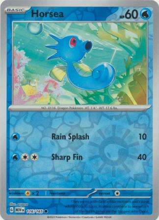 Pokemon Trading Card Game - Horsea - 116/165 - Common Reverse Holo Scarlet & Violet 151