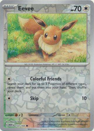 Pokemon Trading Card Game - Eevee - 133/165 - Common Reverse Holo Scarlet & Violet 151