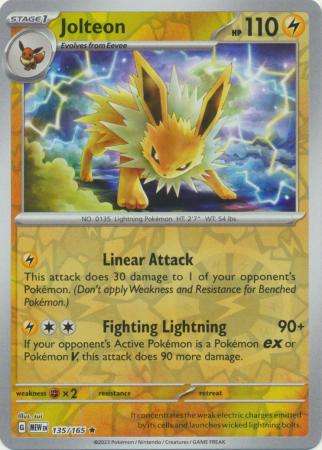 Pokemon Trading Card Game - Jolteon - 135/165 - Holo Rare Reverse Holo Scarlet & Violet 151
