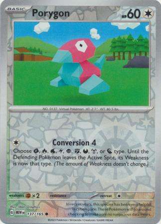 Pokemon Trading Card Game - Porygon - 137/165 - Common Reverse Holo Scarlet & Violet 151