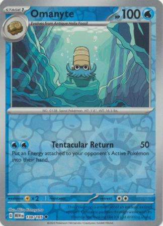 Pokemon Trading Card Game - Omanyte - 138/165 - Uncommon Reverse Holo Scarlet & Violet 151