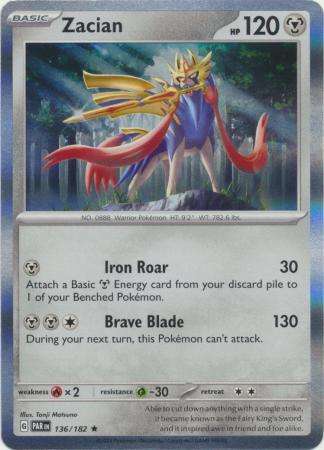 Pokemon Trading Card Game - Zacian - 136/182 - Holo Rare Scarlet & Violet: Paradox Rift