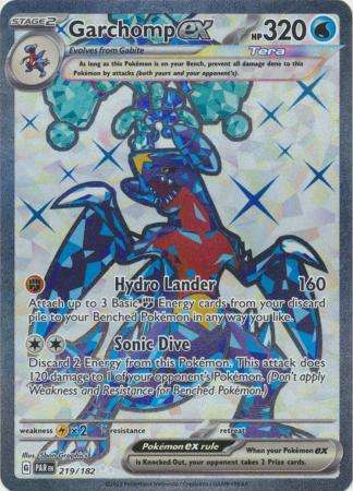 Pokemon Trading Card Game - Garchomp ex - 219/182 - Full Art Secret Rare Scarlet & Violet: Paradox R
