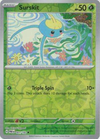 Pokemon Trading Card Game - Surskit - 001/182 - Common Reverse Holo Scarlet & Violet: Paradox Rift