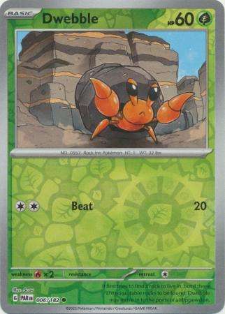 Pokemon Trading Card Game - Dwebble - 006/182 - Common Reverse Holo Scarlet & Violet: Paradox Rift