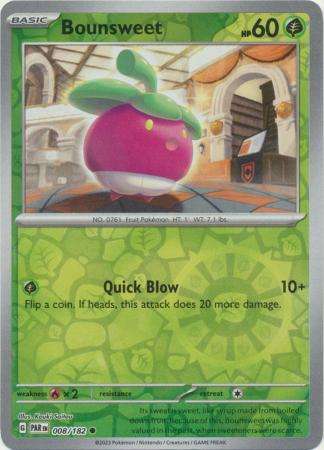 Pokemon Trading Card Game -  Bounsweet - 008/182 - Common Reverse Holo Scarlet & Violet: Paradox Rif