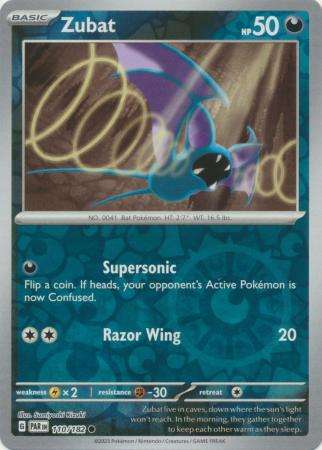 Pokemon Trading Card Game -  Zubat - 110/182 - Common Reverse Holo Scarlet & Violet: Paradox Rift