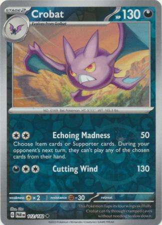 Pokemon Trading Card Game -  Crobat - 112/182 - Uncommon Reverse Holo Scarlet & Violet: Paradox Rift