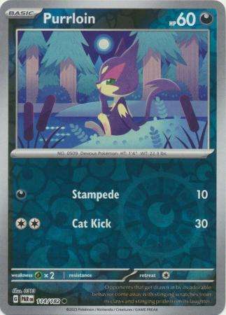 Pokemon Trading Card Game - Purrloin - 114/182 - Common Reverse Holo Scarlet & Violet: Paradox Rift