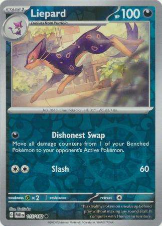 Pokemon Trading Card Game - Liepard - 115/182 - Common Reverse Holo Scarlet & Violet: Paradox Rift
