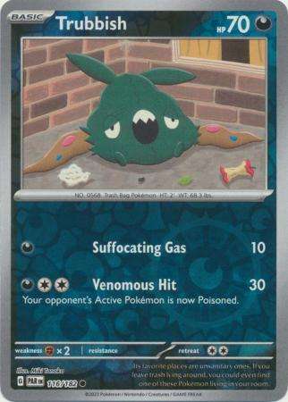 Pokemon Trading Card Game -  Trubbish - 116/182 - Common Reverse Holo Scarlet & Violet: Paradox Rift