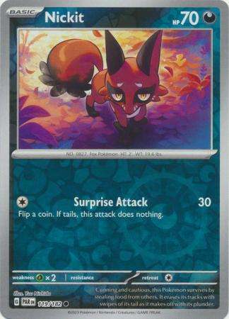 Pokemon Trading Card Game -  Nickit - 119/182 - Common Reverse Holo Scarlet & Violet: Paradox Rift
