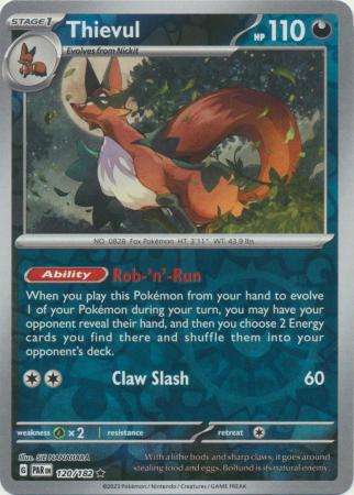 Pokemon Trading Card Game - Thievul - 120/182 - Rare Reverse Holo Scarlet & Violet: Paradox Rift