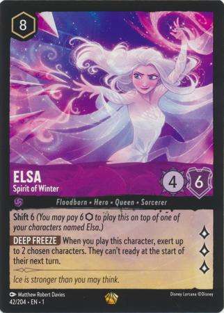 Disney Lorcana Trading Card Game - Elsa - Spirit of Winter - The First Chapter - Legendary
