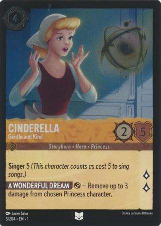 Disney Lorcana Trading Card Game - Cinderella - Gentle and Kind - 3/204 - Uncommon Cold Foil