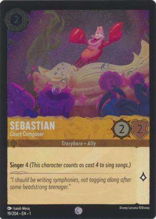 Disney Lorcana Trading Card Game - Sebastian - Court Composer - 19/204 - Common Cold Foil