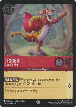 Disney Lorcana Trading Card Game - Tigger - One of a Kind - 127/204 - Common Cold Foil Rise of the F