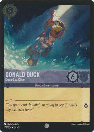 Disney Lorcana Trading Card Game - Donald Duck - Deep-Sea Diver - 178/204 - Common Cold Foil Rise of