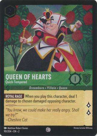 Disney Lorcana Trading Card Game - Queen of Hearts - Quick-Tempered - 90/204 - Common Cold Foil