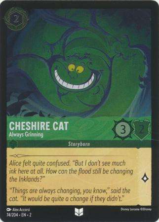 Disney Lorcana Trading Card Game - Cheshire Cat - Always Grinning - 74/204 - Uncommon Cold Foil