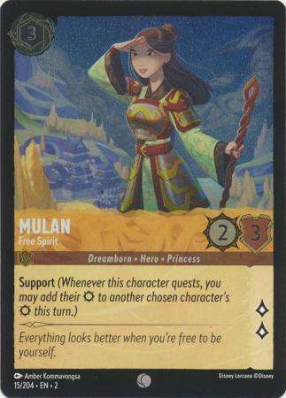 Disney Lorcana Trading Card Game - Mulan - Free Spirit - 15/204 - Common Cold Foil Rise of the Flood