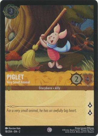 Disney Lorcana Trading Card Game - Piglet - Very Small Animal - 18/204 - Common Cold Foil Rise of th