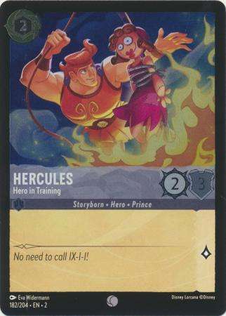 Disney Lorcana Trading Card Game - Hercules - Hero in Training - 182/204 - Common Cold Foil Rise of