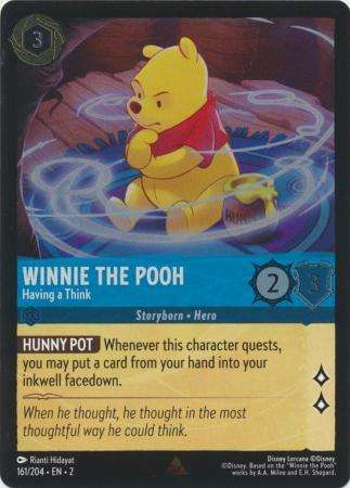 Disney Lorcana Trading Card Game - Winnie the Pooh - Having a Think - 161/204 - Rare Cold Foil