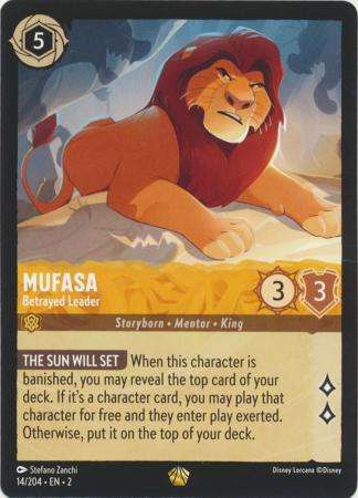 Disney Lorcana Trading Card Game - Mufasa - Betrayed Leader - 14/204 - Legendary Rise of the Floodbo
