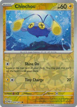 Pokemon Trading Card Game - Chinchou - 020/091 - Common Reverse Holo Scarlet & Violet: Paldean Fates
