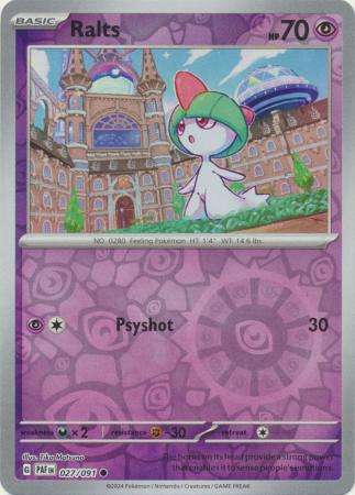 Pokemon Trading Card Game - Ralts - 027/091 - Common Reverse Holo Scarlet & Violet: Paldean Fates